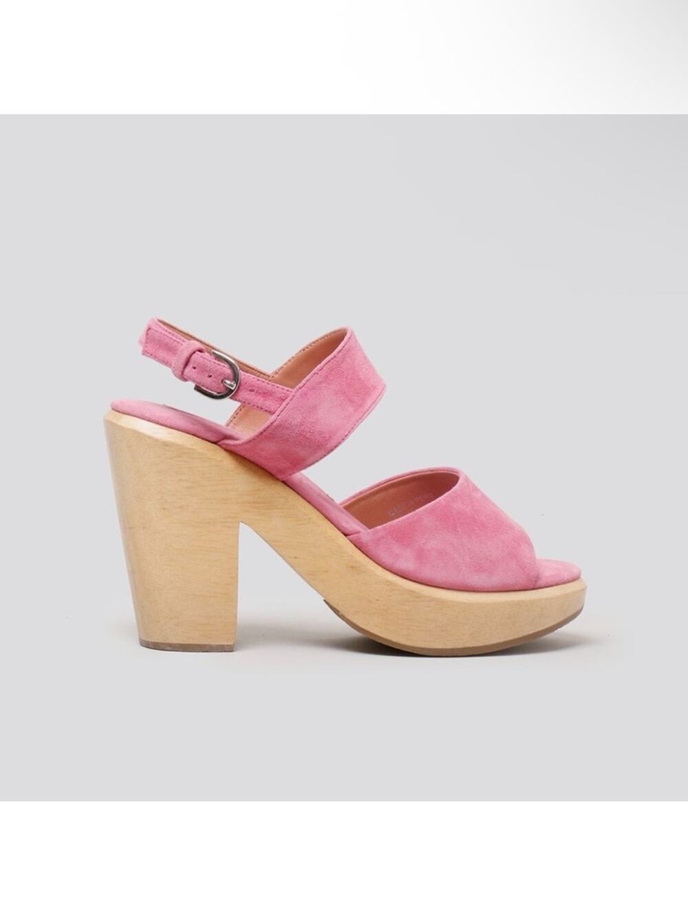 NEW Rachel Comey Ketu Pink Suede Wooden Platform Clog Heels Size 8.5